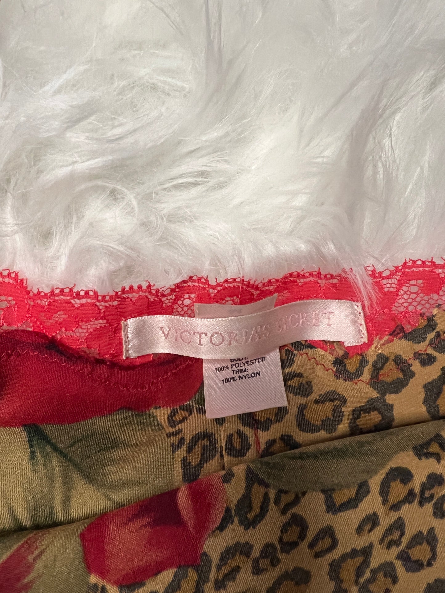 Y2K Victoria's Secret Satin & Lace Slip Dress - Floral Leopard (M)