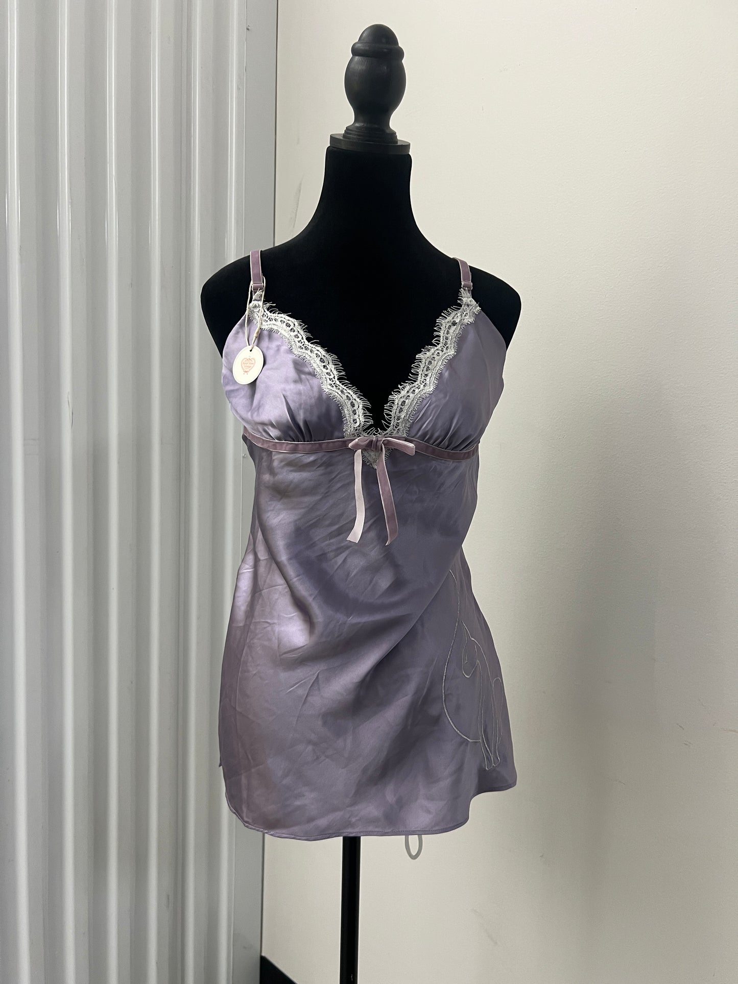 Y2K Vintage Lilac Silk Babyphat Lingerie Set - (M)
