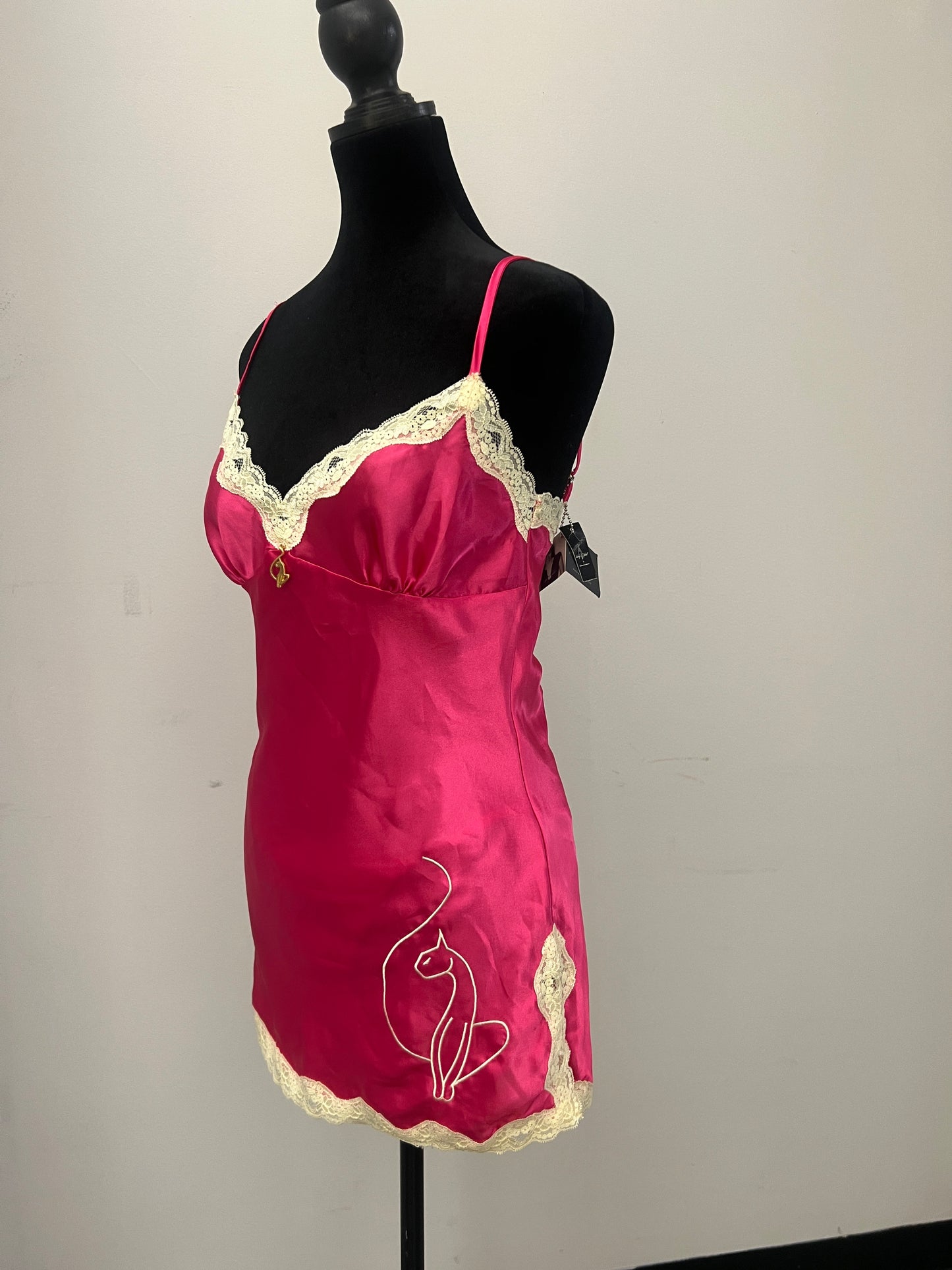 Y2K Vintage Hot Pink Babyphat Satin Lingerie Slip Set - (S)