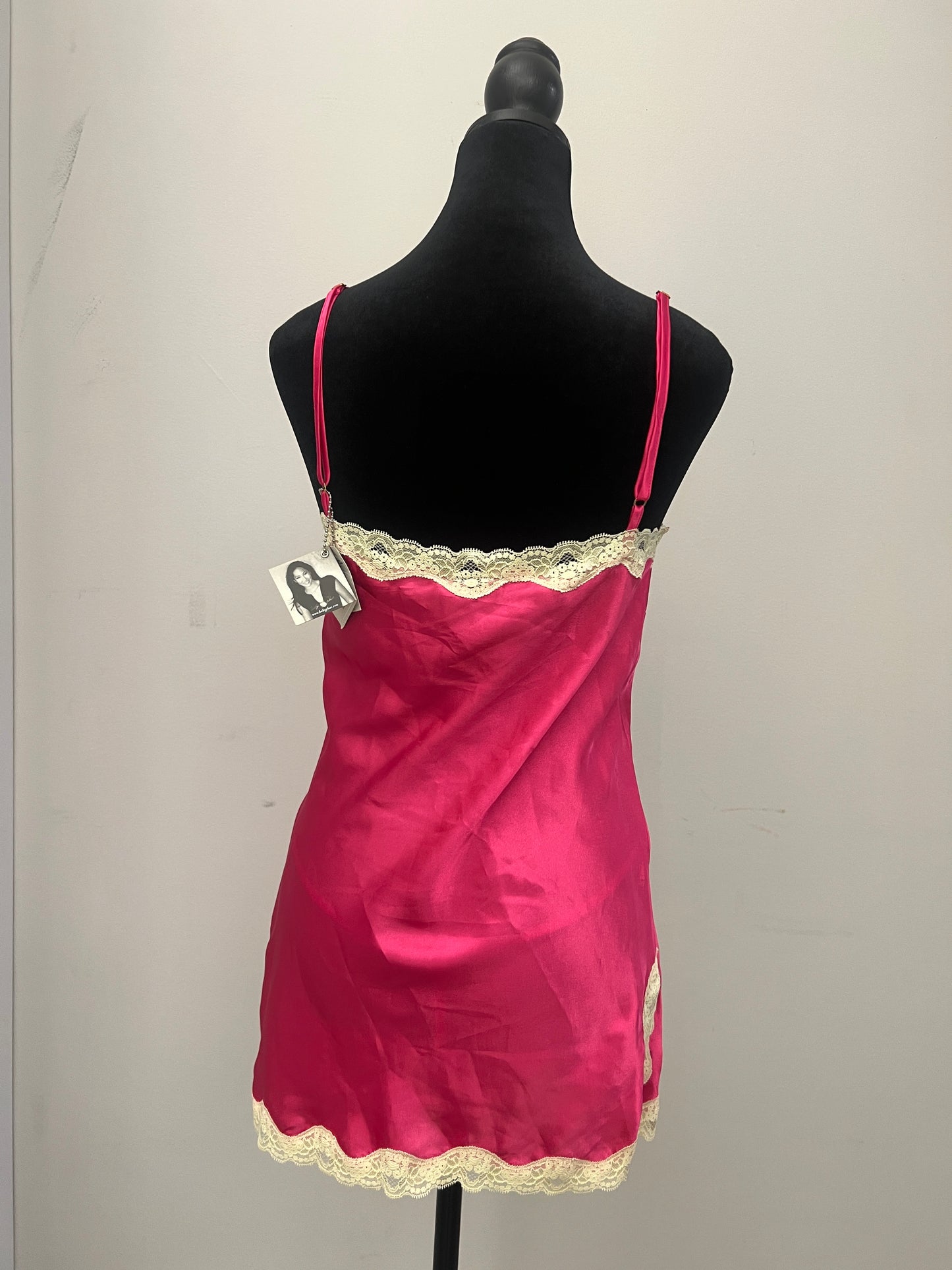 Y2K Vintage Hot Pink Babyphat Satin Lingerie Slip Set - (S)